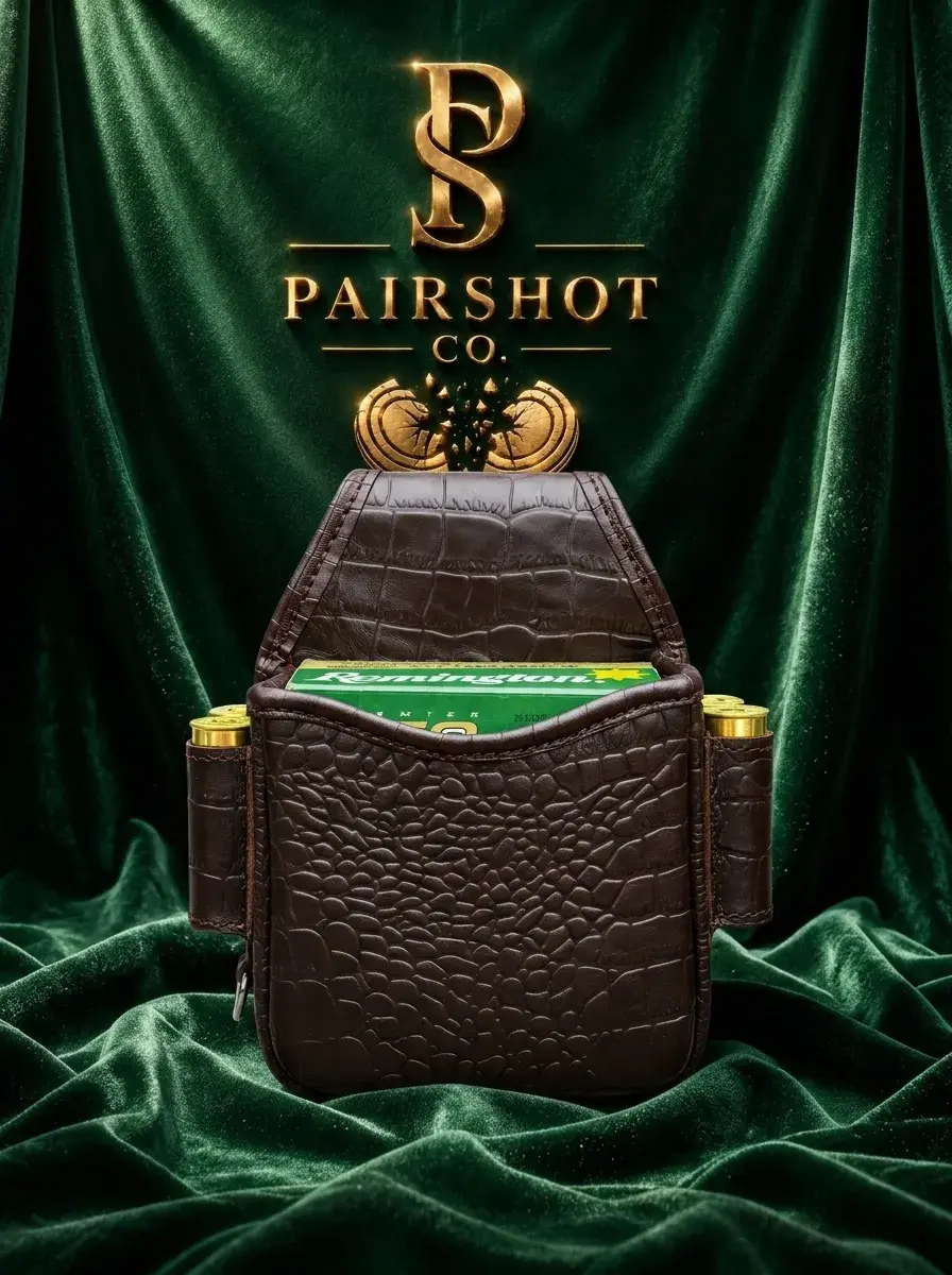 The Crocodile Shell Pouch — Crocodile-embossed leather · twin hull loops