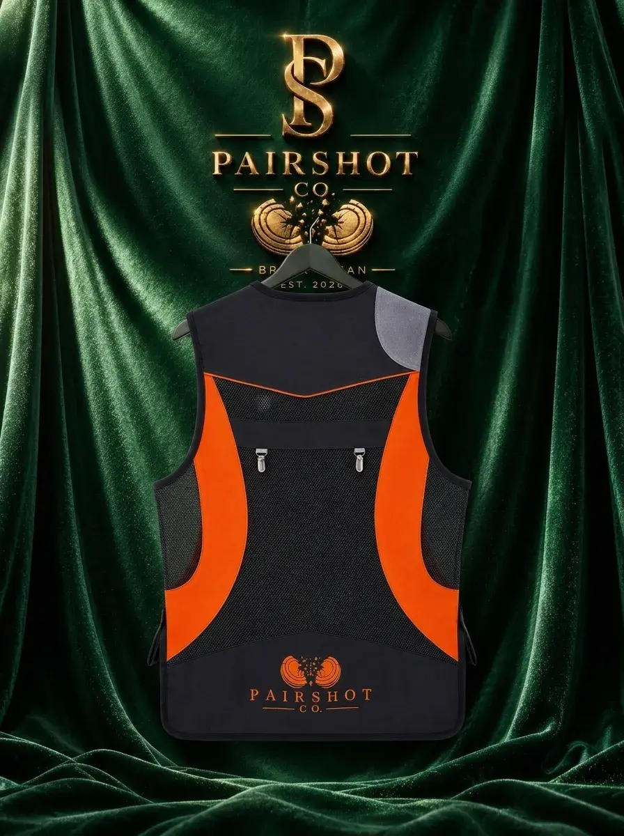 The Ember Sporting Vest — Charcoal & blaze orange · mesh body