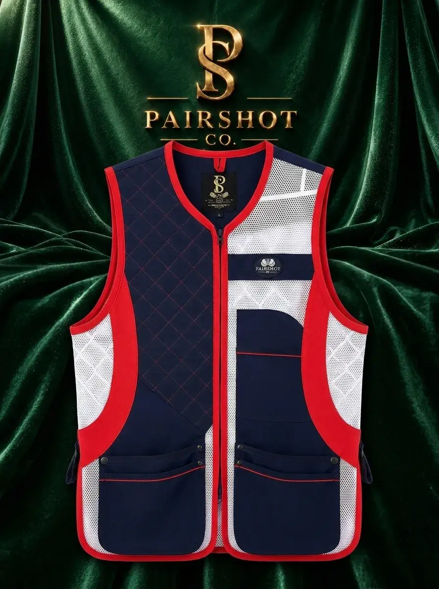 The Muskoka Competition Vest — Navy, ivory & signal red · quilted shoulder