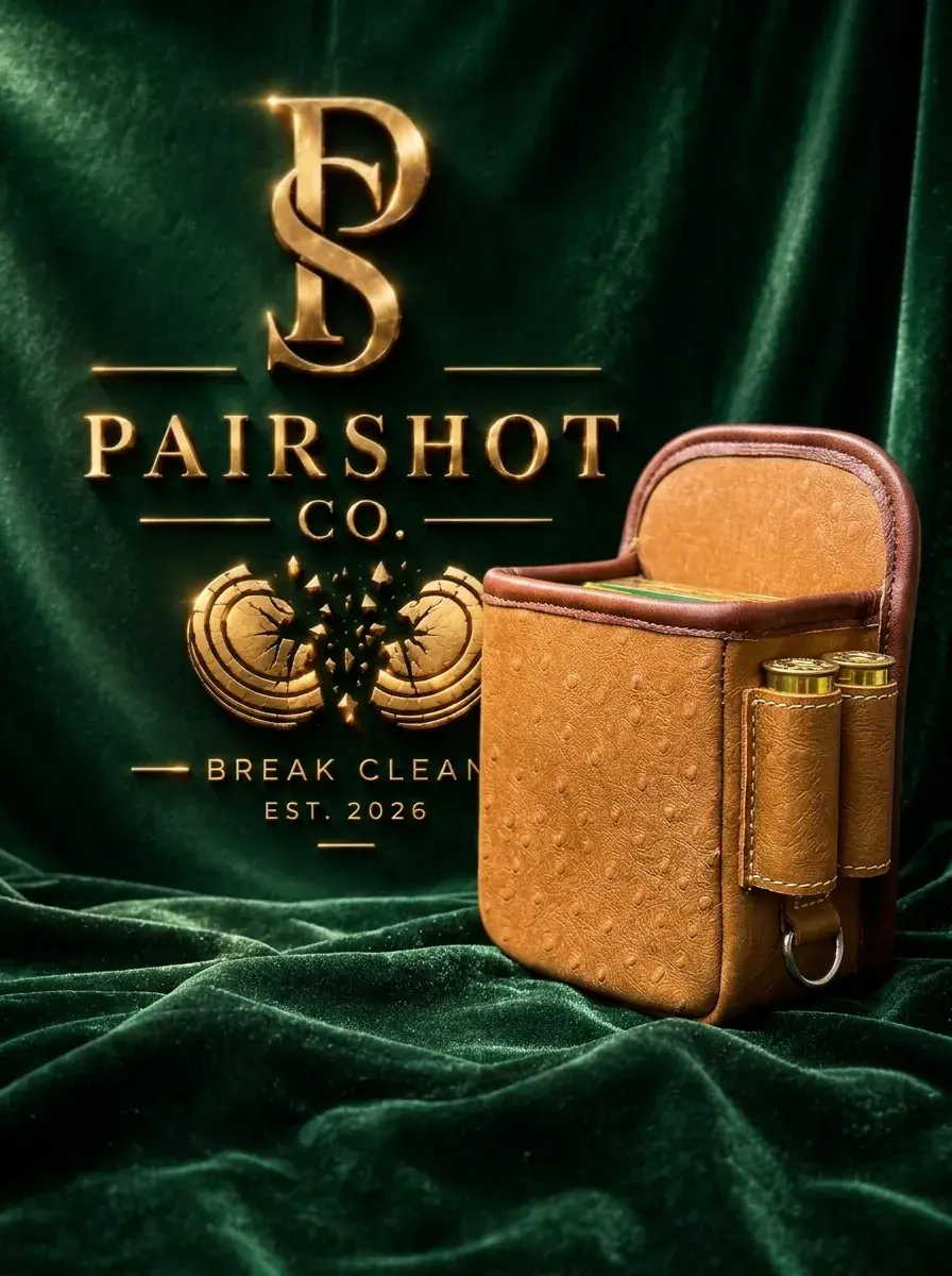 The Ostrich Shell Pouch — Ostrich-embossed cognac leather · our finest pouch
